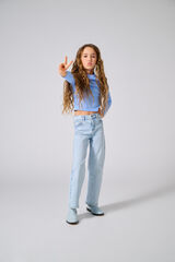 Only Girls Camiseta manga comprida para menina azul