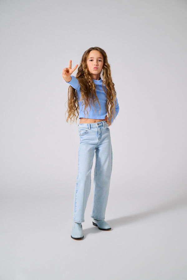 Only Girls Camiseta manga comprida para menina azul