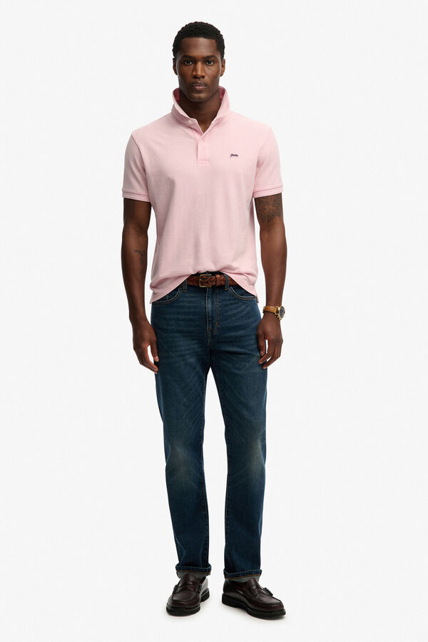 Superdry Polo manga curta b&aacute;sico em piqu&eacute; rosa
