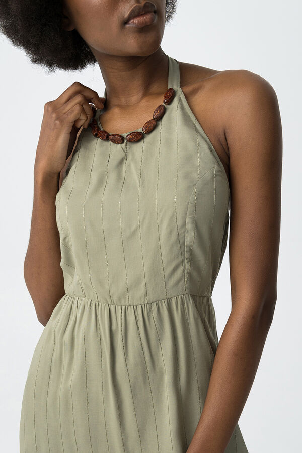 Tiffosi Vestido midi con cuello halter y apliques verde