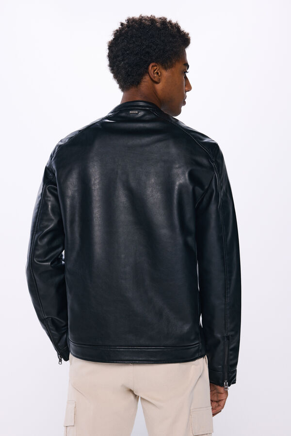 Springfield Blusão motard efeito pele preto