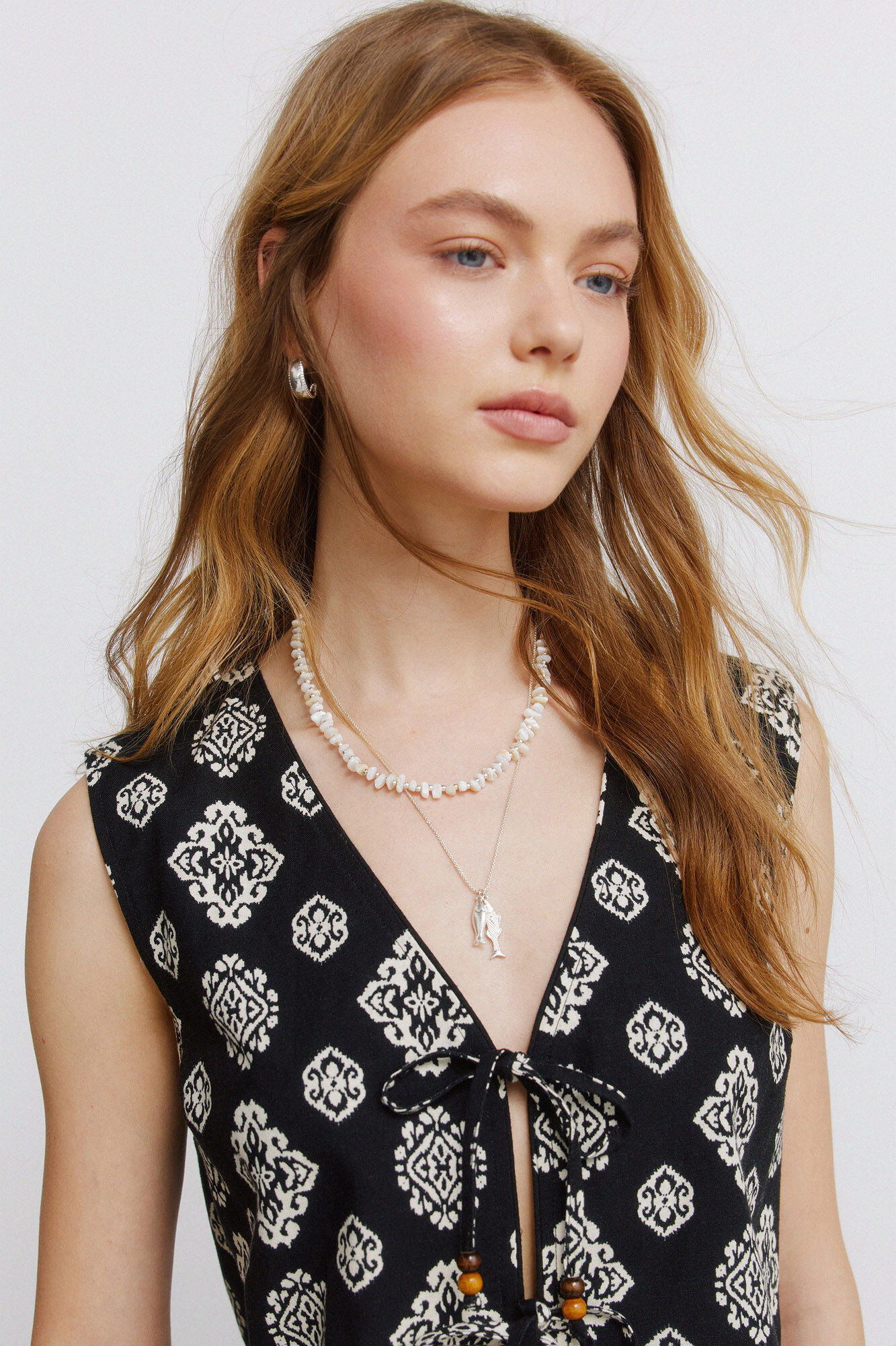 Springfield Colete de linho estampado &eacute;tnico