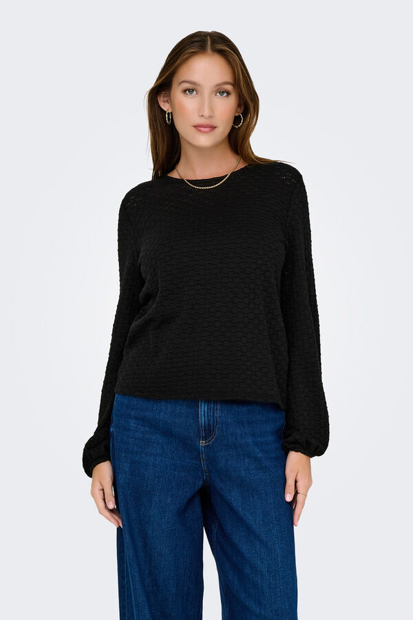 Only Blusa textura manga larga negro