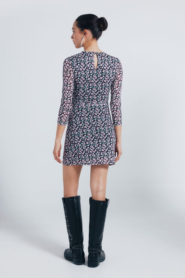 Springfield Vestido corto tubo estampado negro