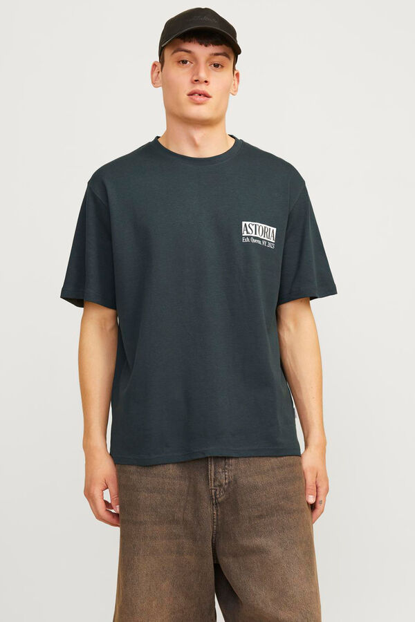 Jack & Jones Camiseta estampada folgada cinzento