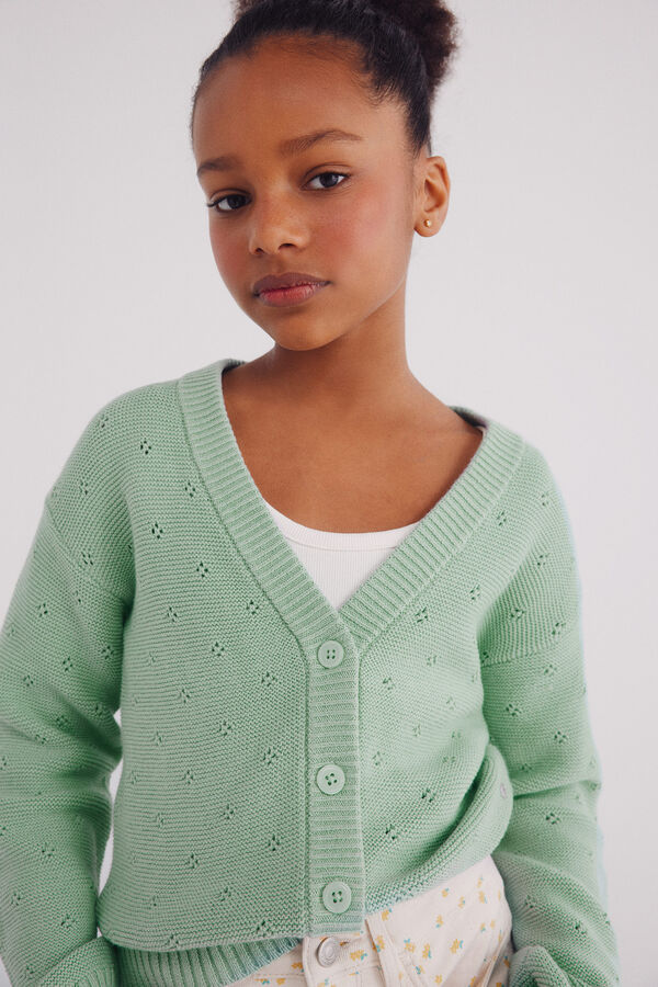 Springfield Kids Cardigan punto ni&ntilde;a verde