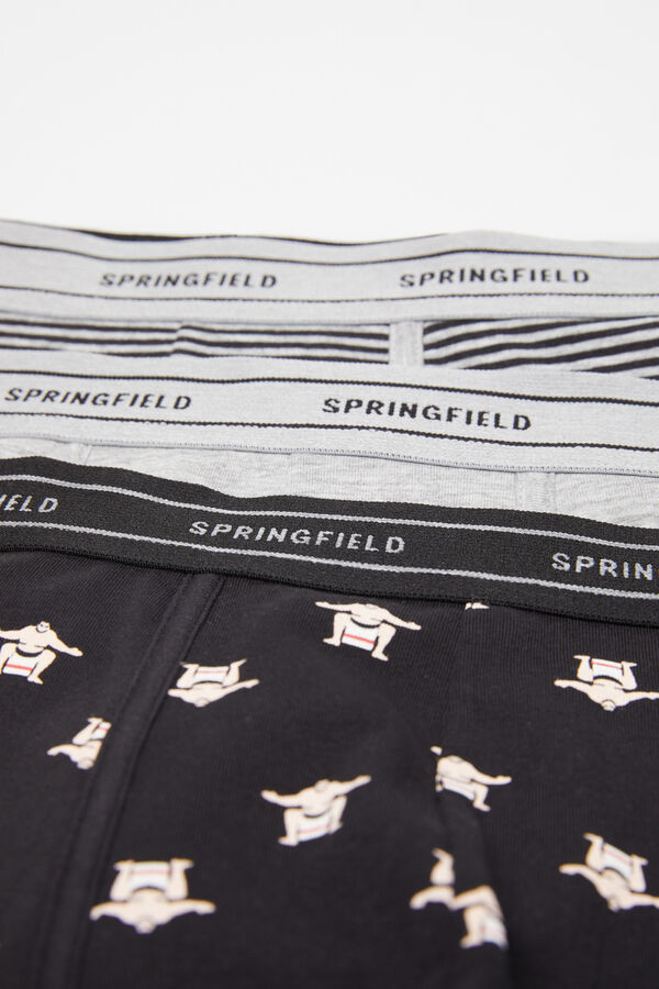 Springfield Pack 3 boxers algodón estampado sumo negro