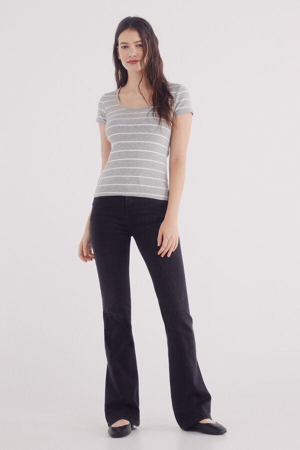 Springfield Camiseta escote redondo canal&eacute; gris