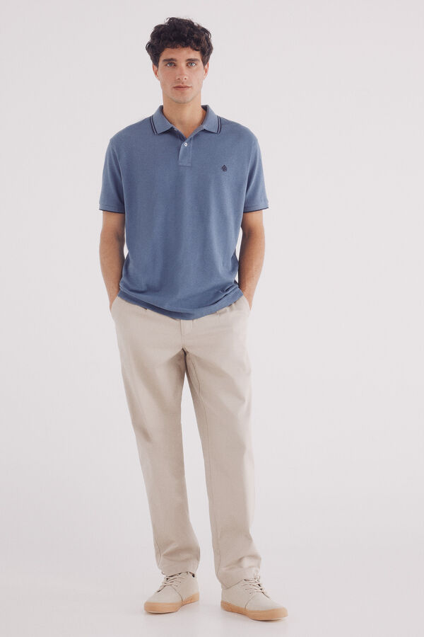 Springfield Polo piqu&eacute; detalhes contraste regular fit azul