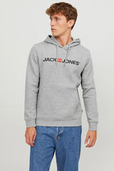 Jack & Jones Sudadera logo capucha gris