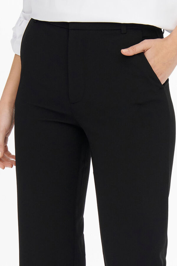 Springfield Pantalón recto de tiro alto negro