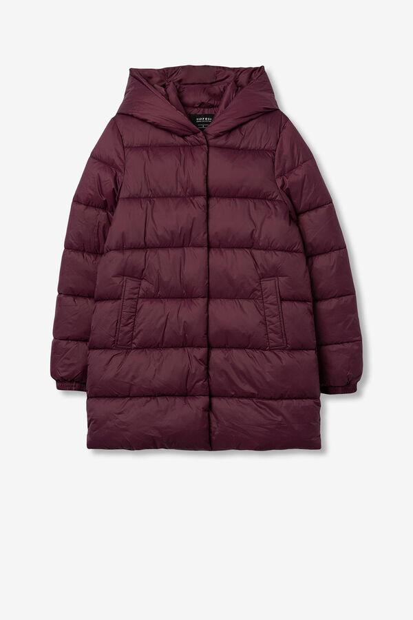 Tiffosi Abrigo Largo de Nailon Acolchado burdeos