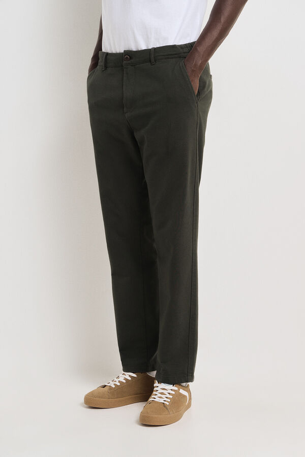 Springfield Calça calças chino em malha confortável estampado