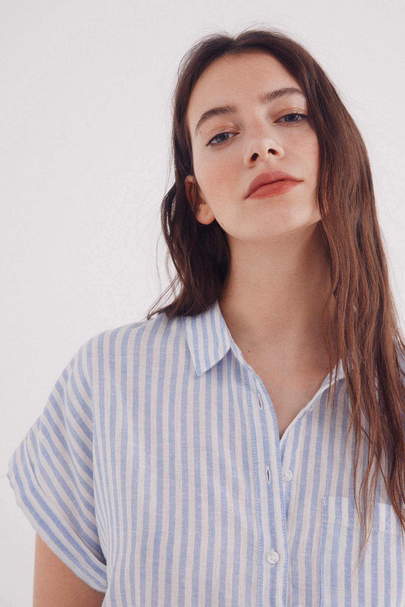 Springfield Camisa de linho de algod&atilde;o de manga manga curta