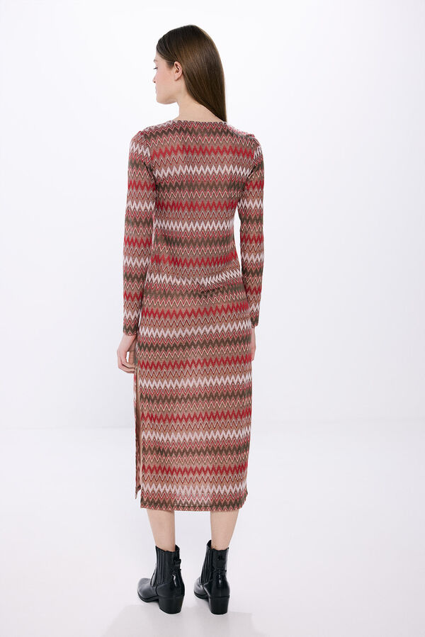 Springfield Vestido midi com bordas em zigue-zague azul