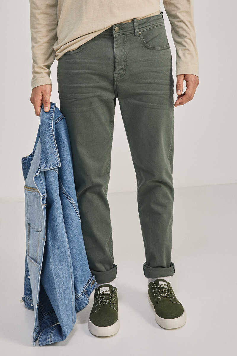 Springfield Jeans slim 5 bolsillos color kaki oscuro