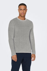 Only & Sons Jersery cuello redondo cl&aacute;sico gris
