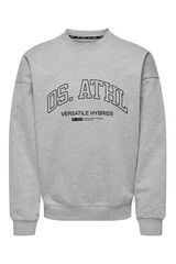 Only & Sons Sudadera de hombre con cuello redondo y dibujo frontal gris