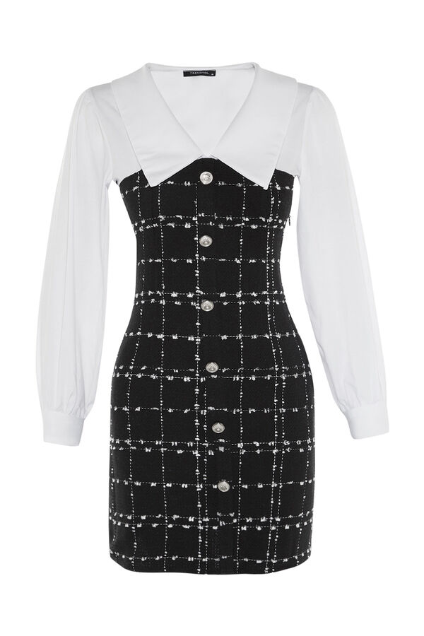 Trendyol Vestido mini cuello camisero negro