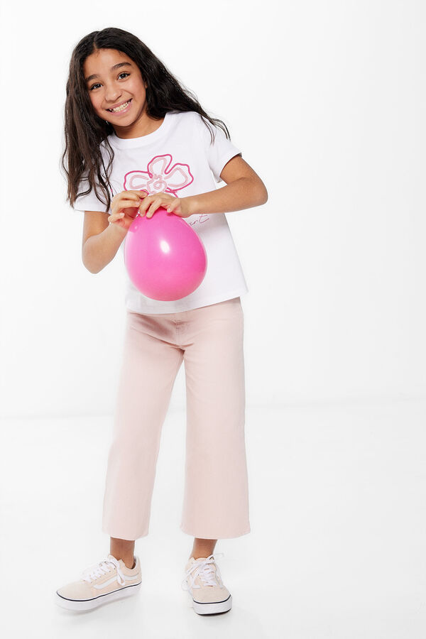 Springfield Kids Camiseta bordado flor ni&ntilde;a blanco