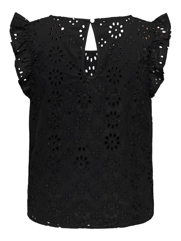 JDY Blusa manga corta bordado negro
