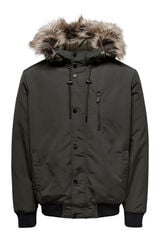 Only & Sons Jaqueta bomber masculina com capuz cinzento