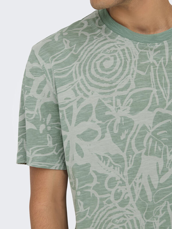 Only & Sons T-shirt de manga curta estampada verde