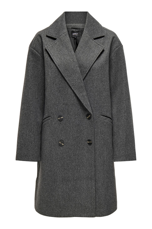 Only Abrigo de pa&ntilde;o cruzado gris