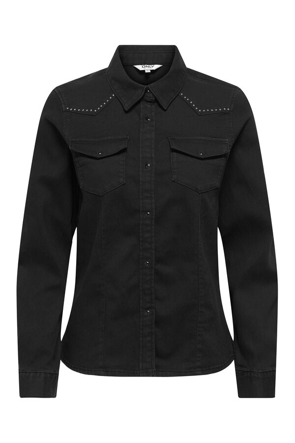 Only Camisa jeans cravejada preto