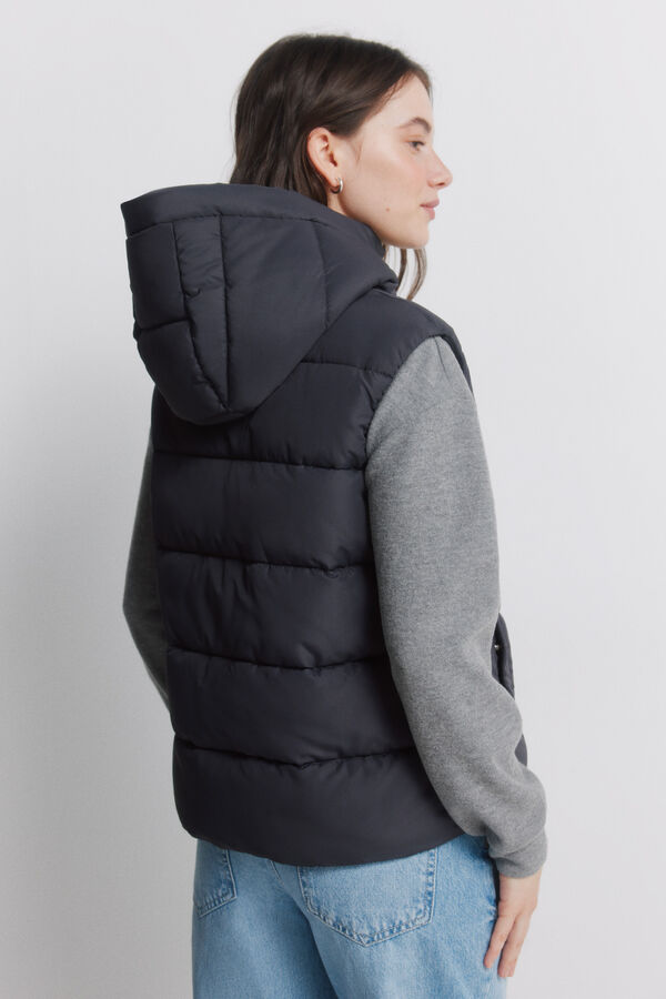 Springfield Chaleco acolchado con capucha negro