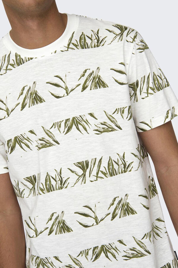 Only & Sons T-shirt estampagem palmeiras branco