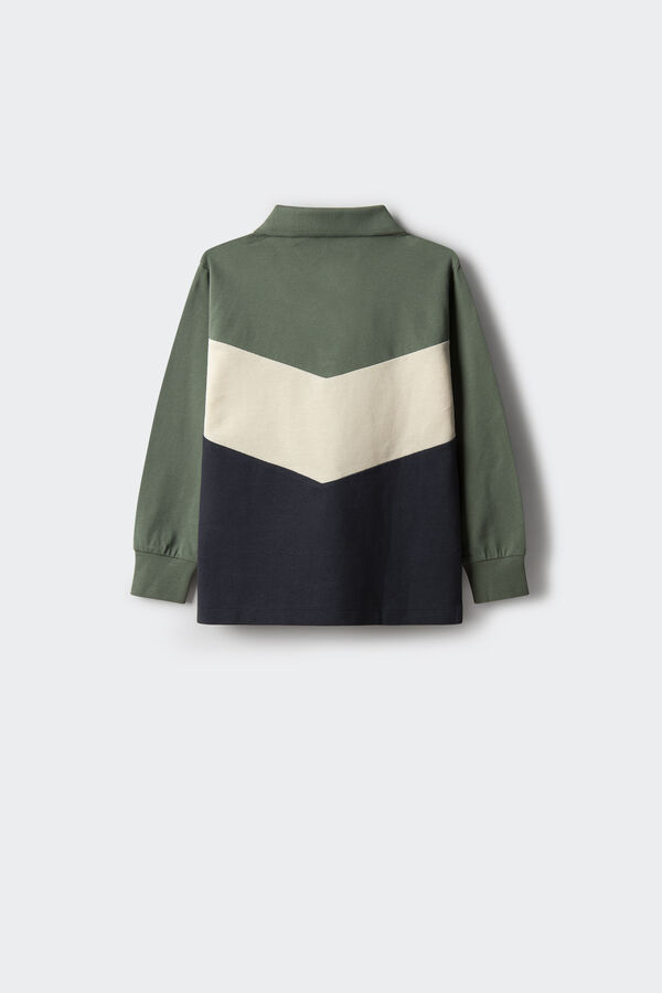 Springfield Kids Polo color block manga larga ni&ntilde;o verde