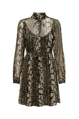 Only Vestido de chiffon com estampa animal castanho