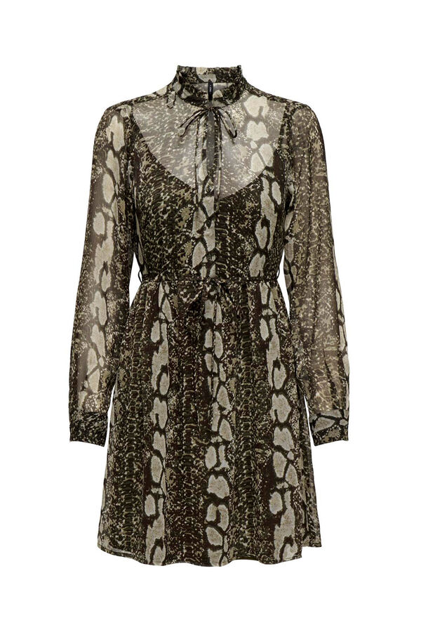 Only Vestido de chiffon com estampa animal castanho