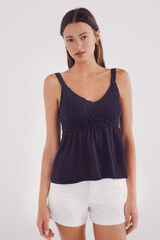 Springfield Top de crochet combinado azul