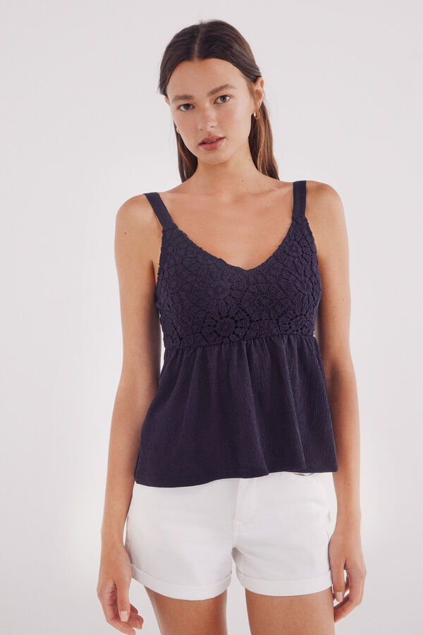 Springfield Top de crochet combinado azul