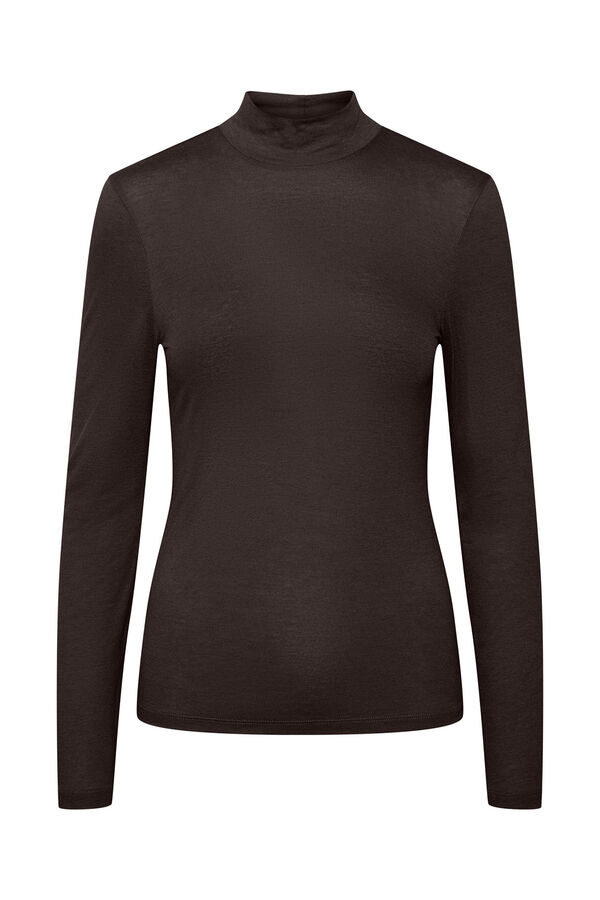 Pieces T-shirt b&aacute;sica em viscose cru