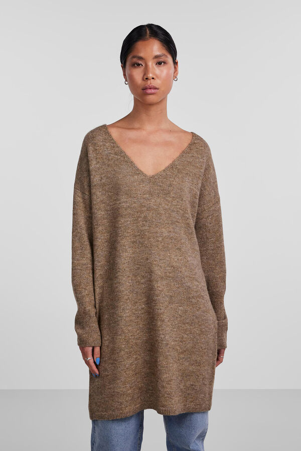 Pieces Vestido curto de malha cru