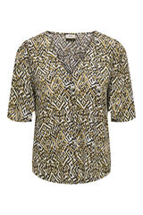 JDY Camisa de mangas 2/4 y cuello de pico beige