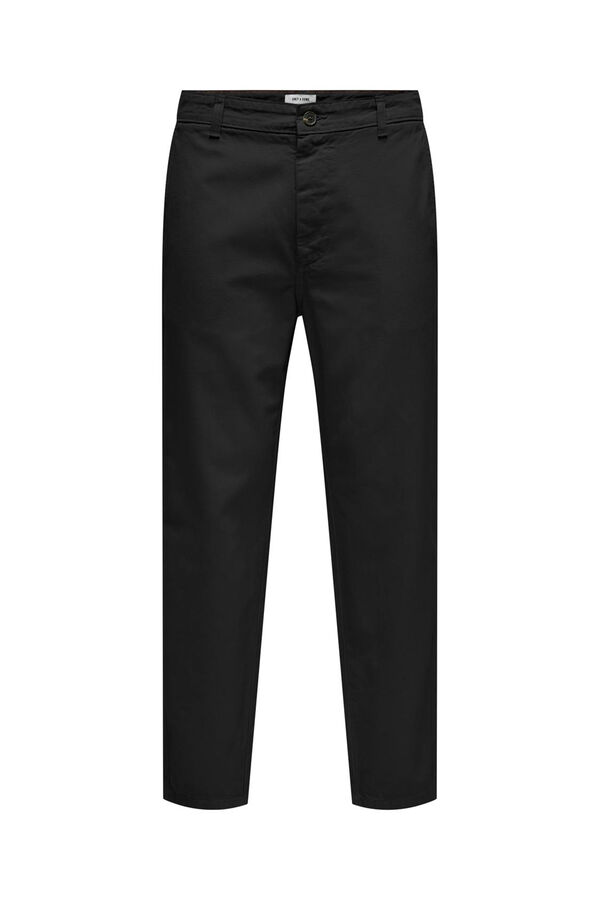 Only & Sons Calças de ajuste cônico masculino preto
