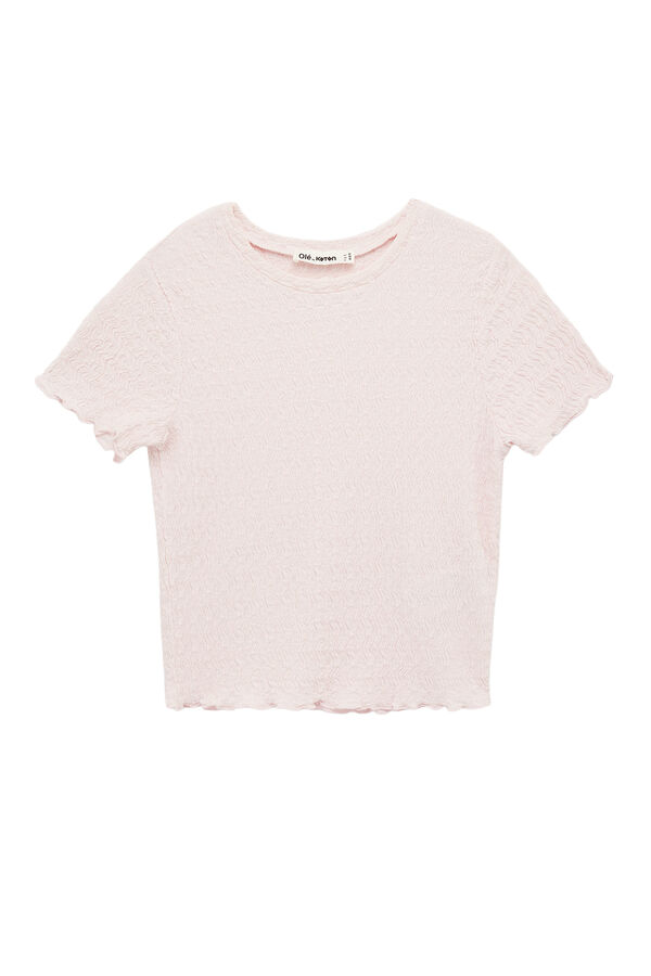 Koton T-shirt crop de manga curta rosa