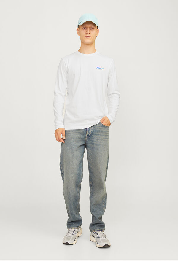 Jack & Jones Camiseta est&aacute;ndar fit manga larga blanco