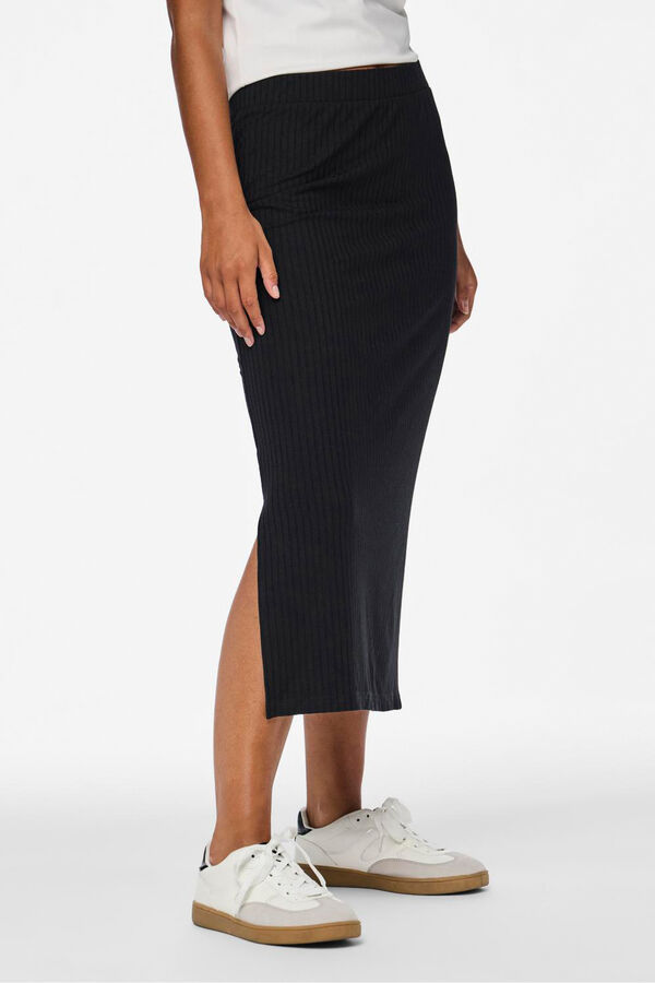 Pieces Falda midi negro