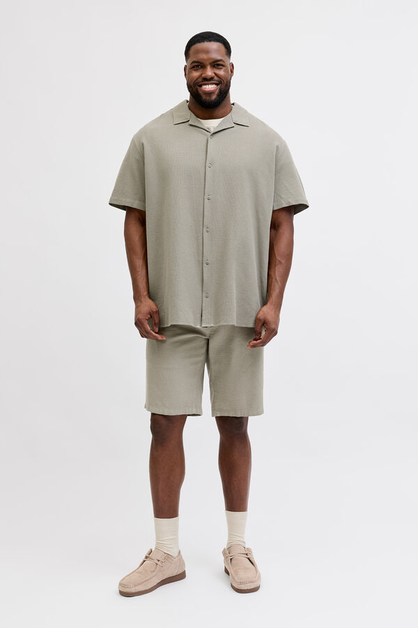 Jack & Jones PLUS Bermuda loose fit algod&oacute;n gris