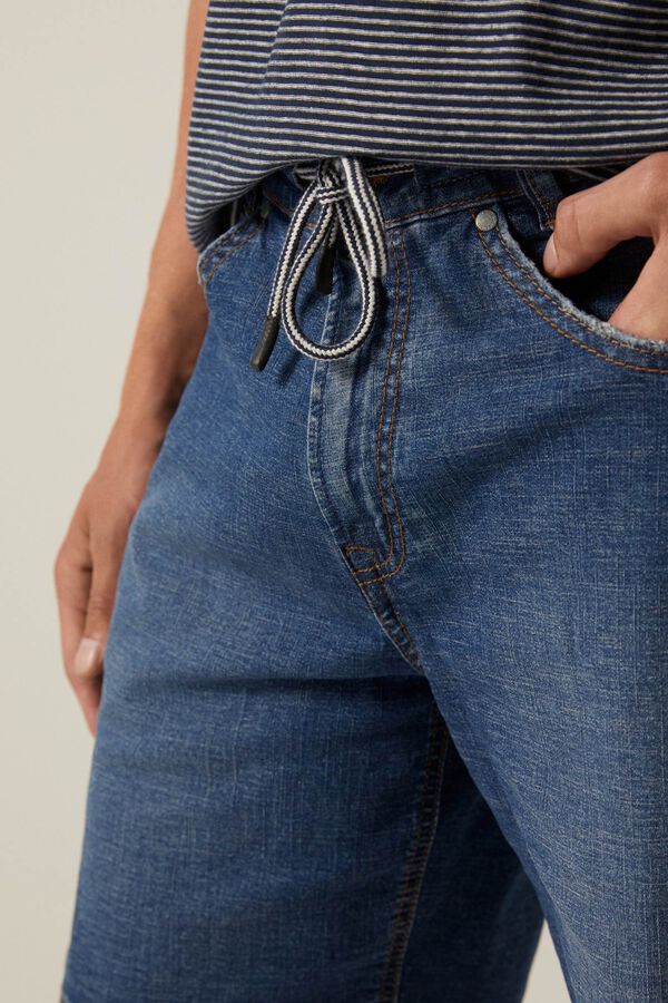 Springfield Calções jeans super leves lavagem média azul aço