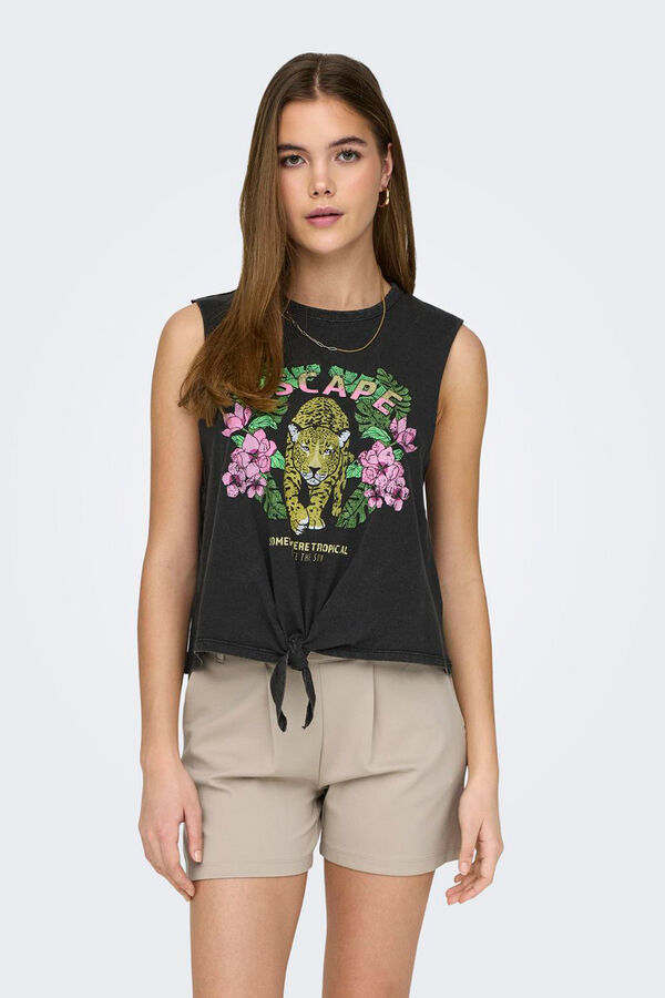 Only Camiseta sin mangas nudo negro