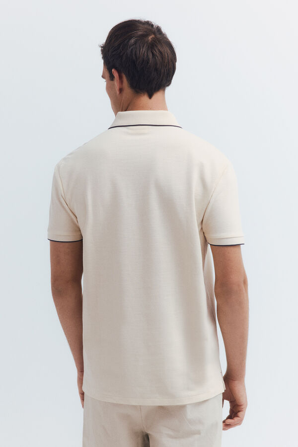 Springfield Polo piqu&eacute; fantas&iacute;a cuello tipping regular fit beige