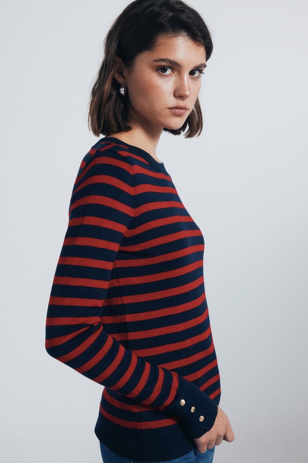 Springfield Jersey fino botones pu&ntilde;os rojo