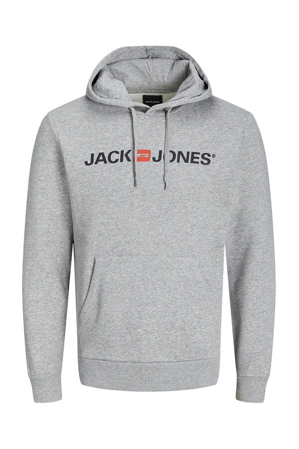 Jack & Jones Sudadera logo capucha gris