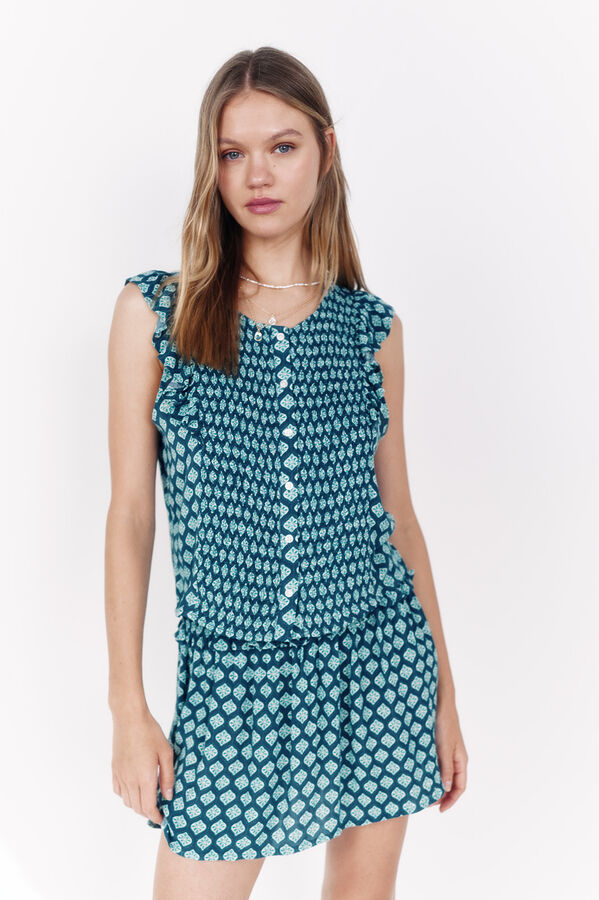 La Vecina Rubia Blusa "SOL" bambula - La Vecina Rubia turquesa